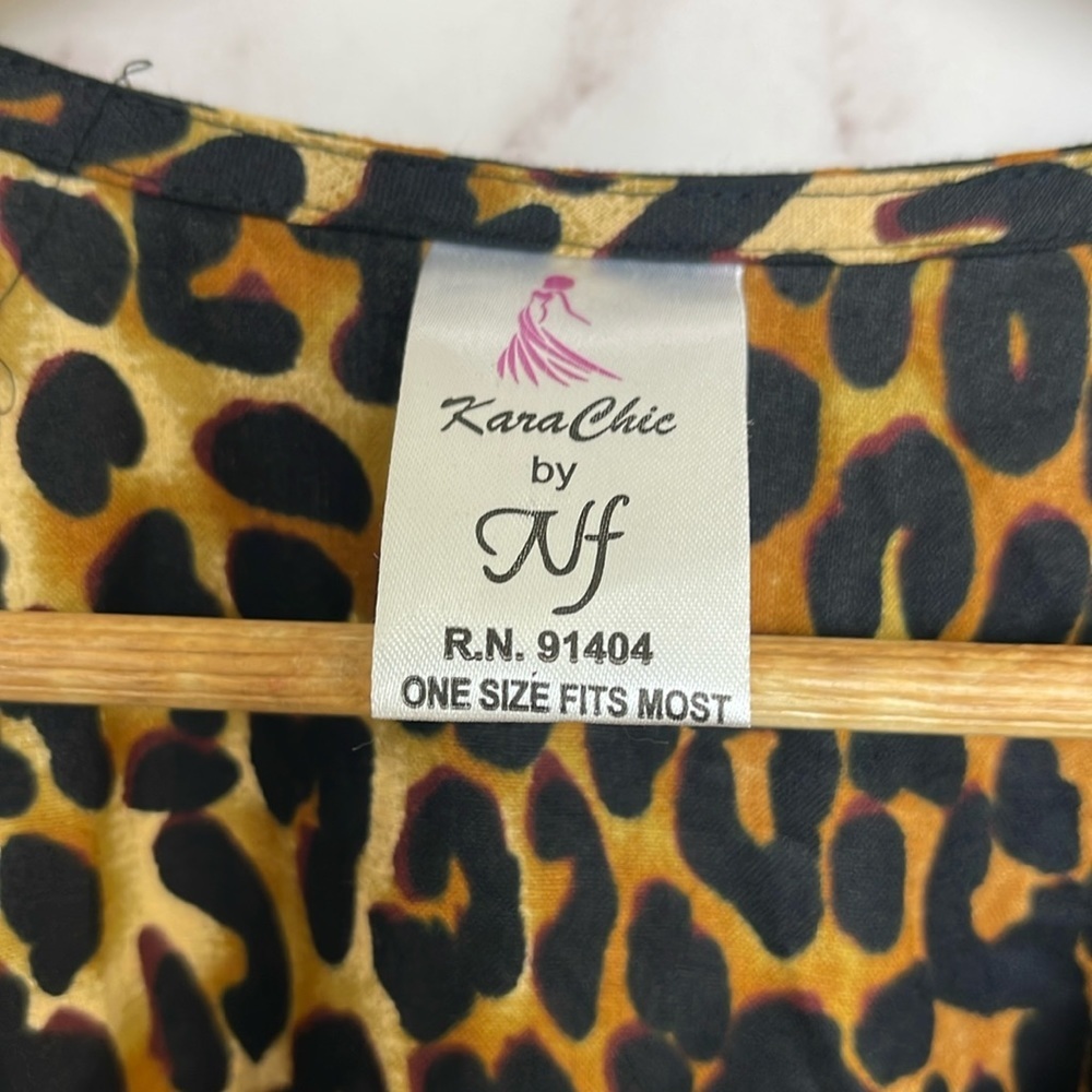 Kara Chic by NF Cotton Leopard Fit & Flare Midi Wrap Dress - Picture 2 of 5